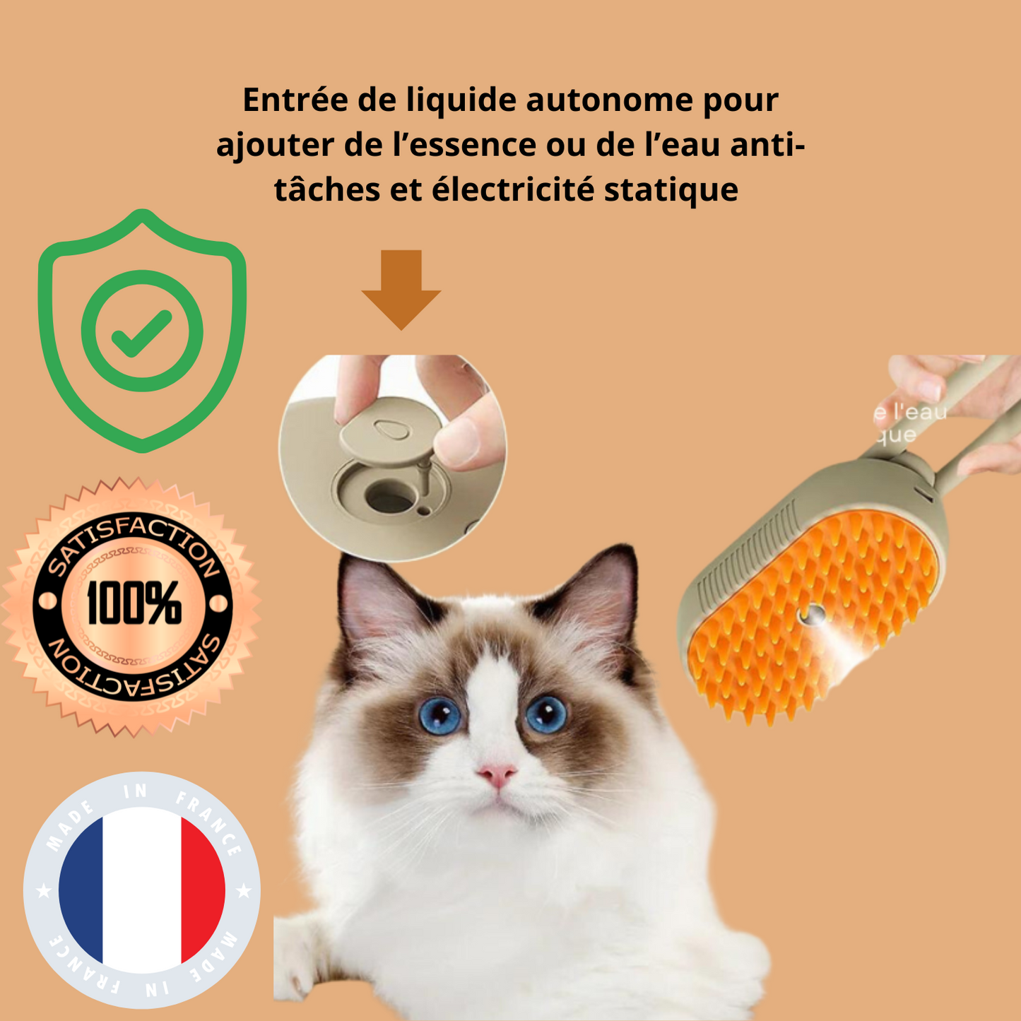 Brosse à vapeur 3 en 1 pour animaux de compagnie